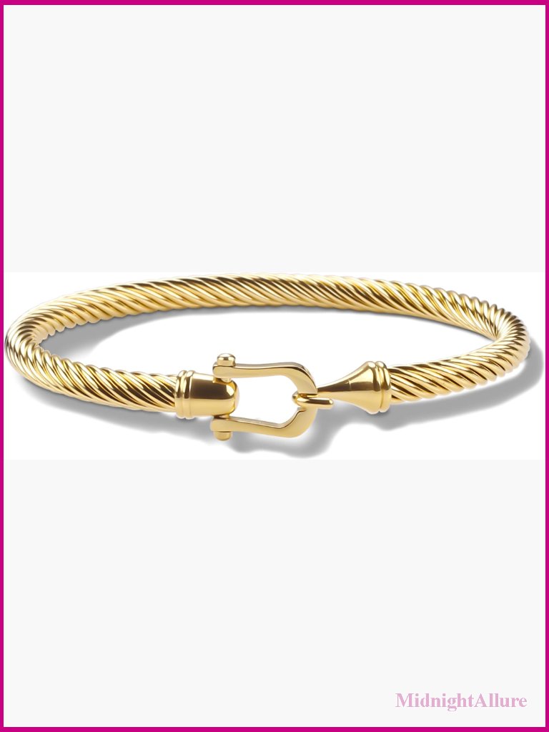 Twisted Cable Cuff Bracelet Stainless Steel With Hook Clasp Jewelry Women Cuff